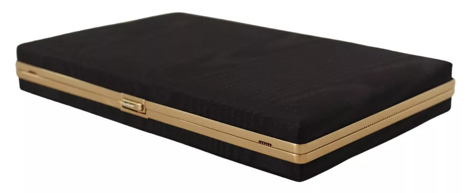 Dolce & Gabbana Black Silk Gold Frame Clutch Evening Party Purse Women's Bag (Pre-Owned)