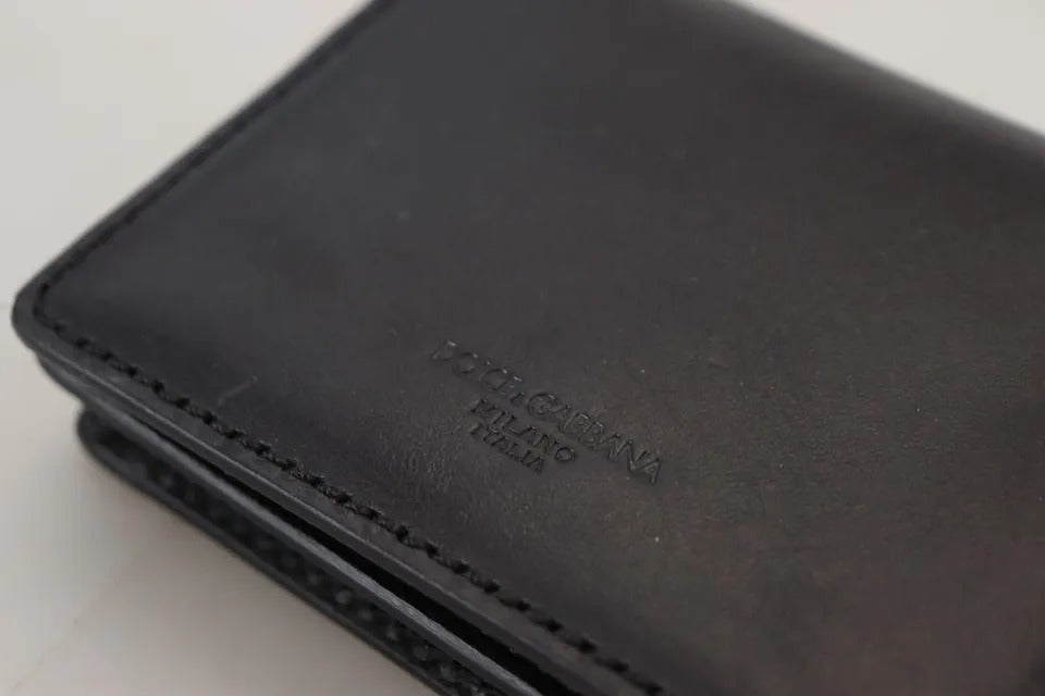 Dolce & Gabbana Black Leather Bifold Shoulder Sling Women Women's Wallet