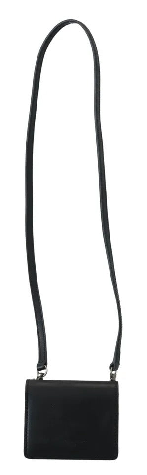 Dolce & Gabbana Black Leather Bifold Shoulder Sling Women Women's Wallet