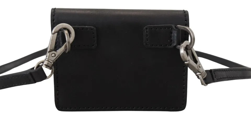 Dolce & Gabbana Black Leather Bifold Shoulder Sling Women Women's Wallet