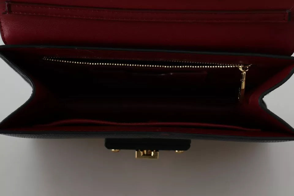 Dolce & Gabbana Black Leather Gold Metal Mini Women Purse Bag Lucia Women's Wallet (Pre-Owned)
