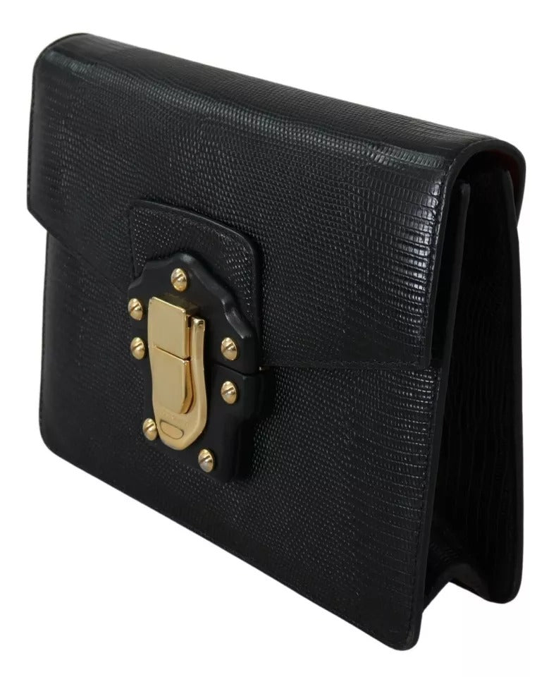 Dolce & Gabbana Black Leather Gold Metal Mini Women Purse Bag Lucia Women's Wallet (Pre-Owned)