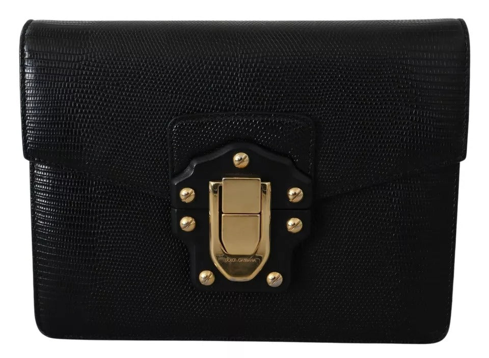 Dolce & Gabbana Black Leather Gold Metal Mini Women Purse Bag Lucia Women's Wallet (Pre-Owned)