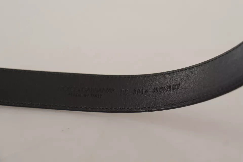Dolce & Gabbana Black Calf Leather Vintage Logo Metal Buckle Men's Belt (Pre-Owned)