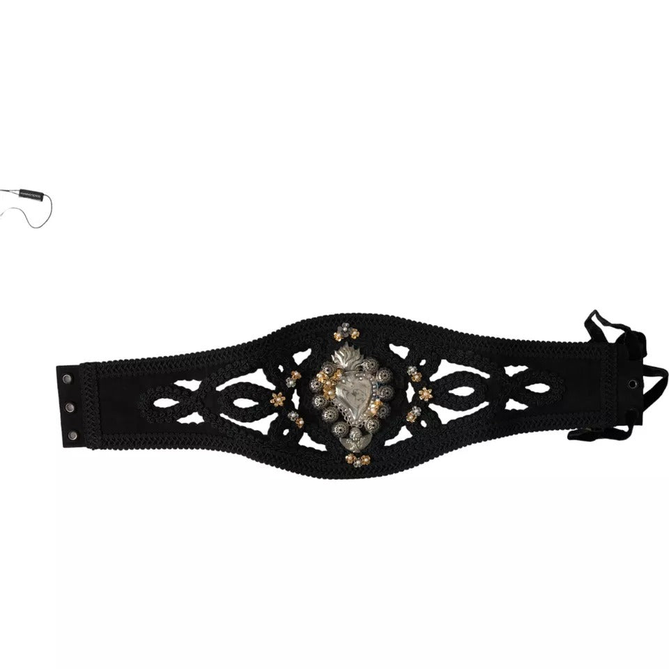 Dolce & Gabbana Black Canvas Embellished Waist Women Women's Belt (Pre-Owned)
