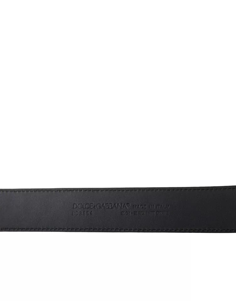 Dolce & Gabbana Black Exotic Leather Gold Metal Buckle Men's Belt (Pre-Owned)
