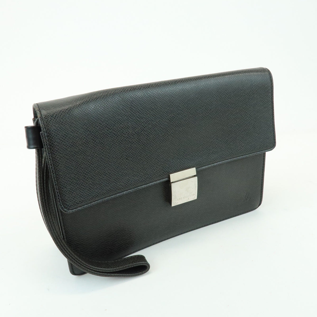 Louis Vuitton Selenga Pochette Taiga Leather Gray Leather Clutche & Pouche Bag (Pre-Owned)