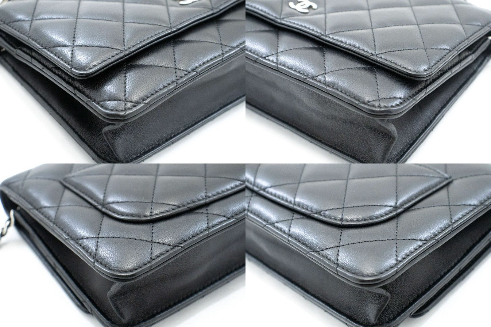 Chanel Wallet On Chain Quilted Lambskin Black Leather Wallets Accessory (Pre-Owned)
