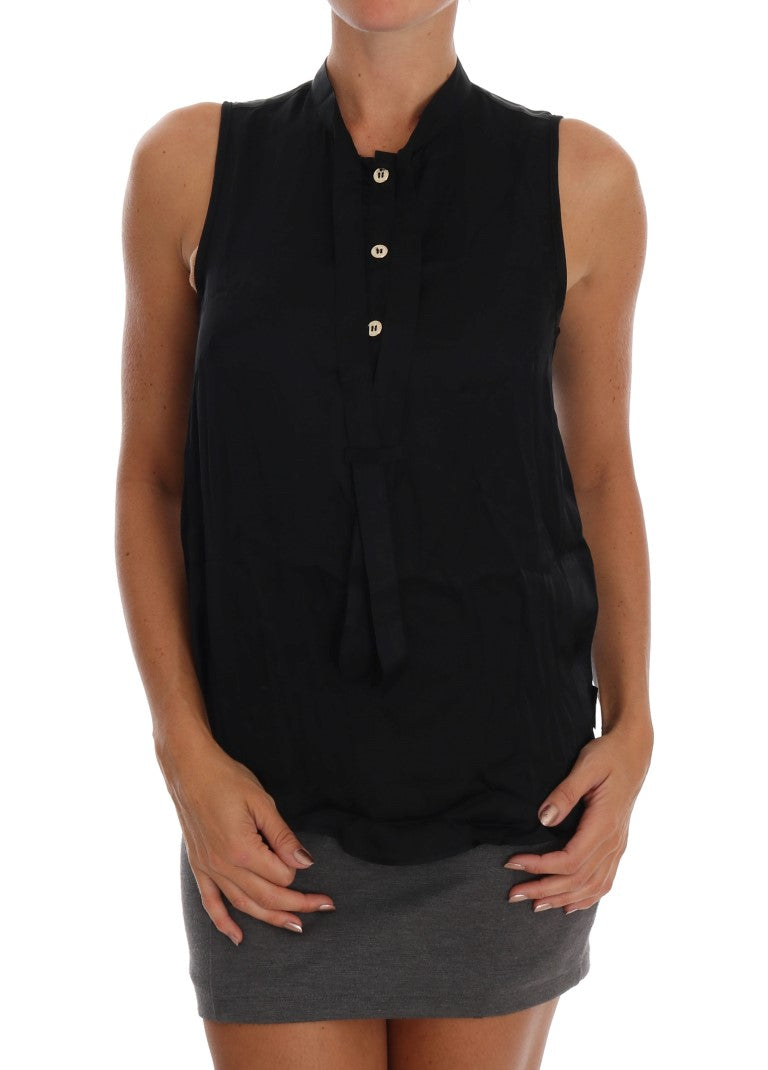Versace Jeans Black Sleeveless Viscose Blouse Women's Top