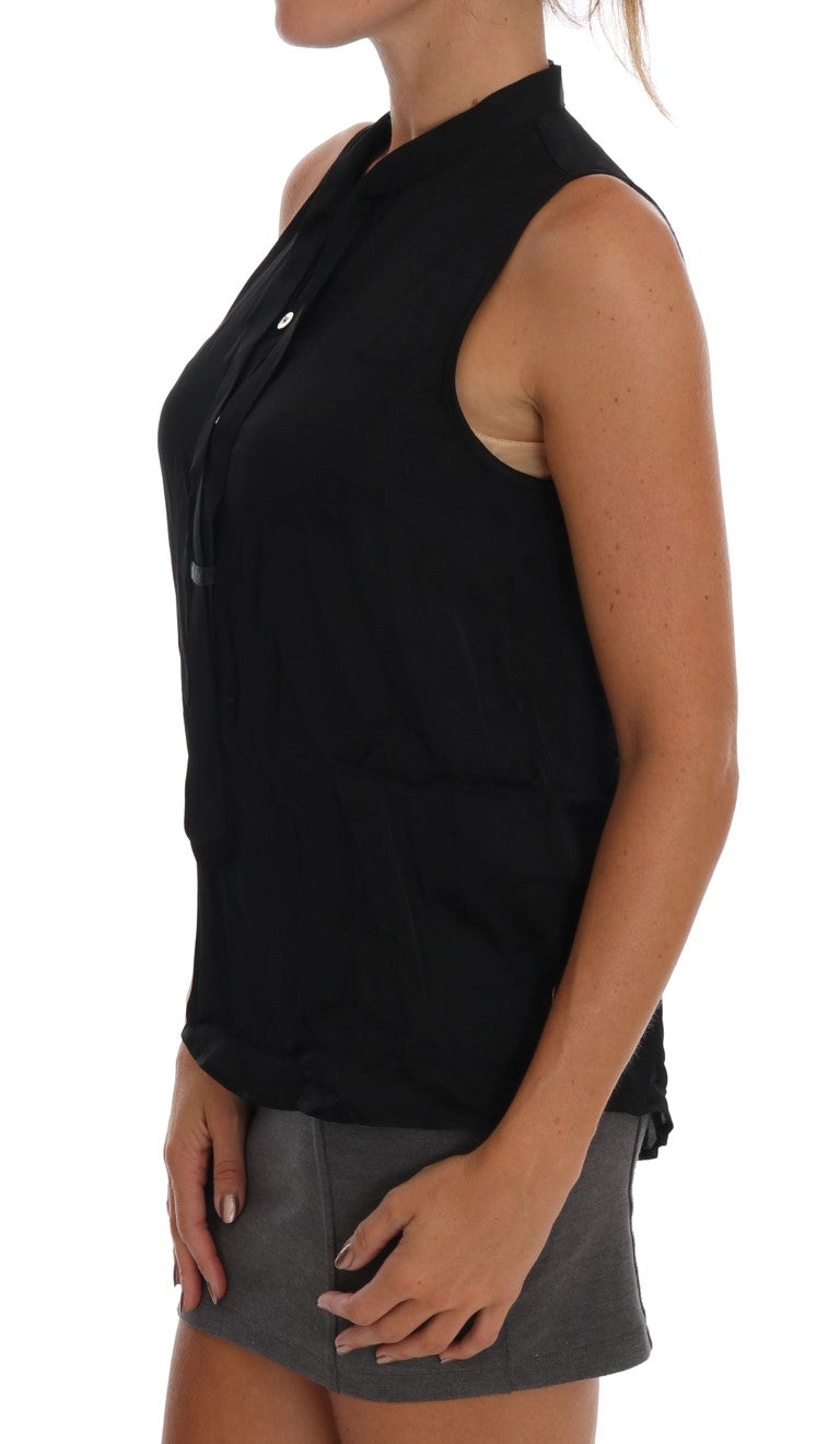 Versace Jeans Black Sleeveless Viscose Blouse Women's Top
