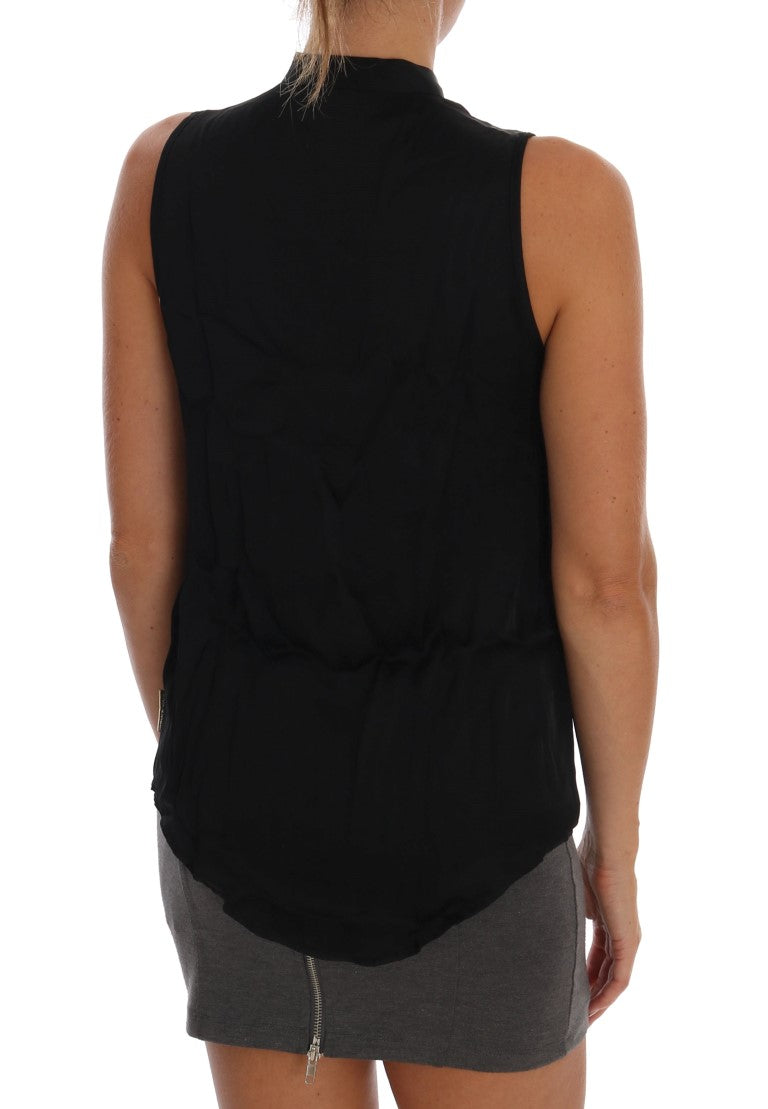 Versace Jeans Black Sleeveless Viscose Blouse Women's Top