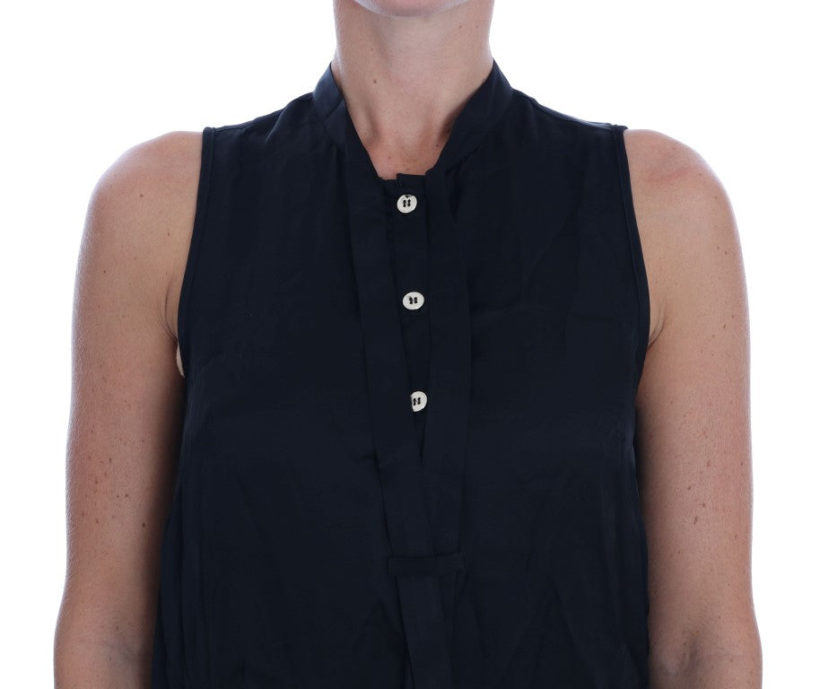Versace Jeans Black Sleeveless Viscose Blouse Women's Top