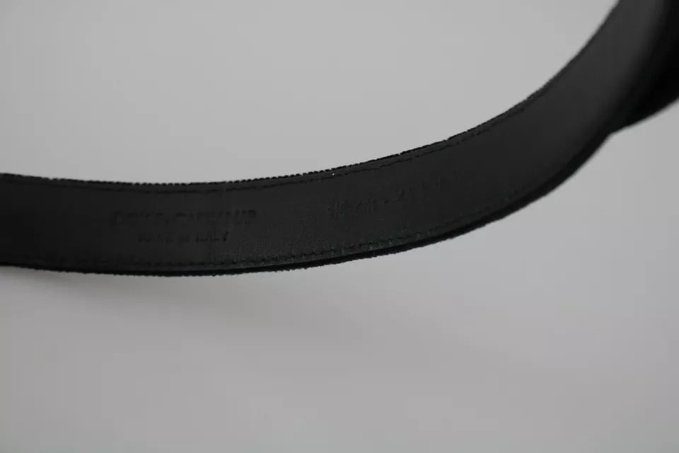 Dolce & Gabbana Black Velvet Leather Silver Buckle Women's Belt