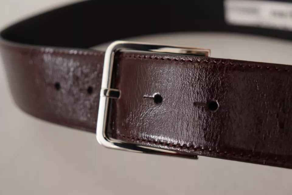 Dolce & Gabbana Dark Brown Leather Logo Engraved Metal Buckle Men's Belt (Pre-Owned)