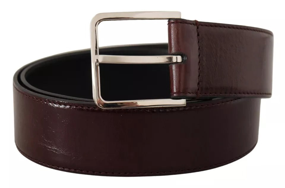 Dolce & Gabbana Dark Brown Leather Logo Engraved Metal Buckle Men's Belt (Pre-Owned)