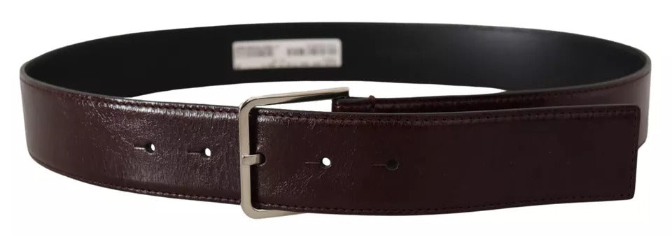 Dolce & Gabbana Dark Brown Leather Logo Engraved Metal Buckle Men's Belt (Pre-Owned)