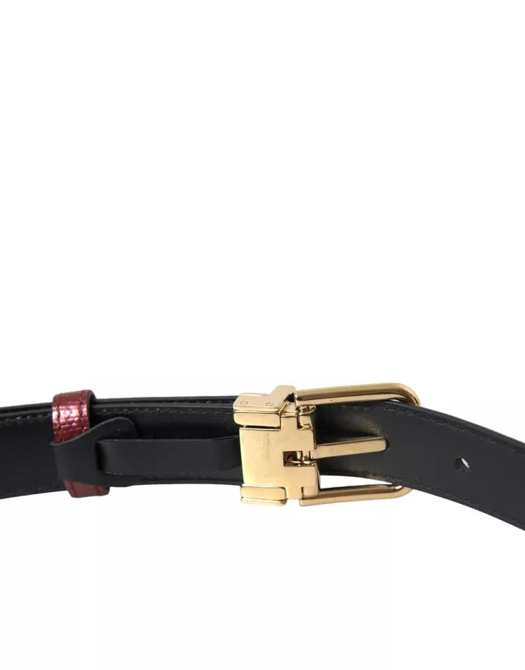 Dolce & Gabbana Maroon Leather Gold Metal Buckle Men Men's Belt (Pre-Owned)