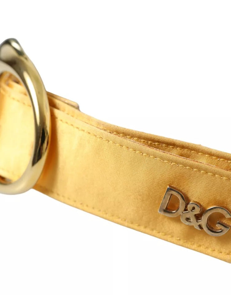 Dolce & Gabbana Gold Satin Leather Oval Metal Buckle Women's Belt (Pre-Owned)