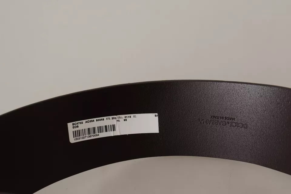 Dolce & Gabbana Dark Brown Wide Calf Leather Logo Round Buckle Women's Belt