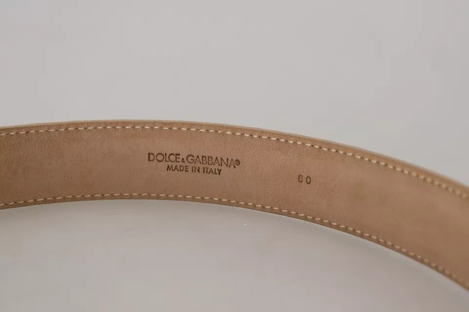 Dolce & Gabbana Beige Leather Crystal Buckle Women Women's Belt