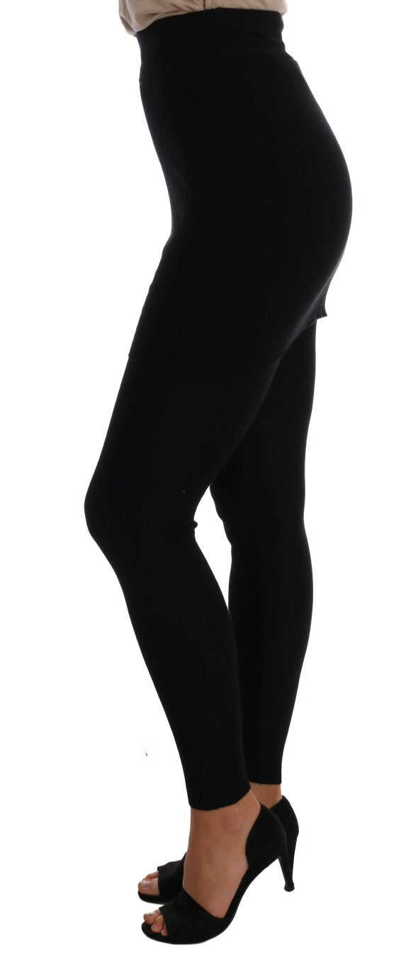 Dolce & Gabbana Black Cashmere Silk Stretch Tights Women's Stockings