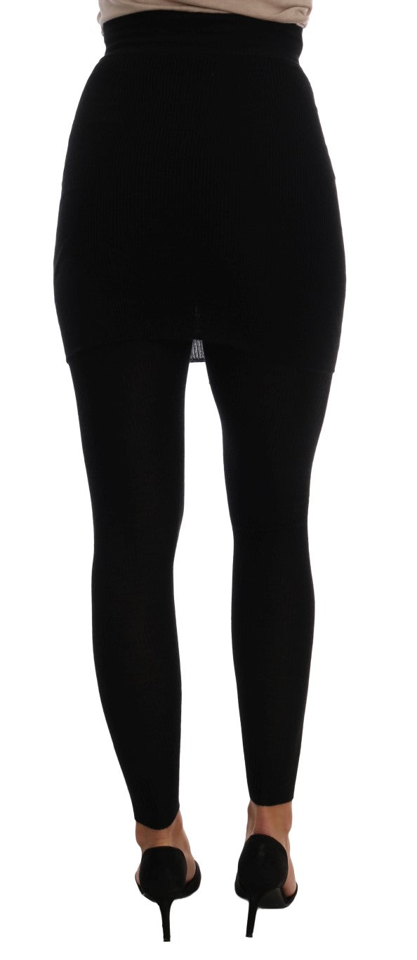Dolce & Gabbana Black Cashmere Silk Stretch Tights Women's Stockings