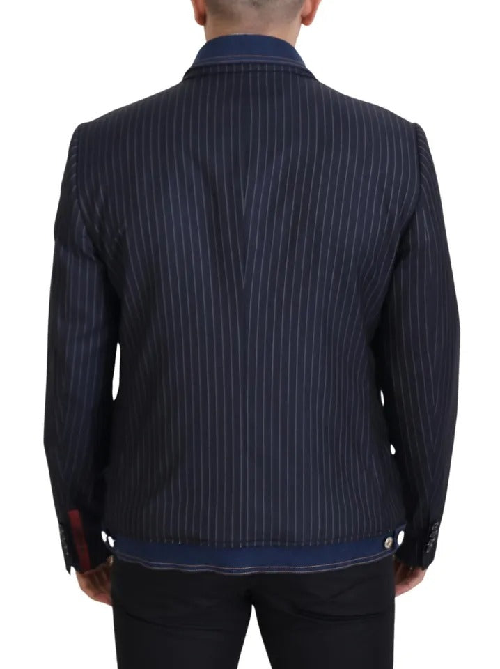 Dolce & Gabbana Blue Striped Double Breasted Denim Men's Blazer (Pre-Owned)