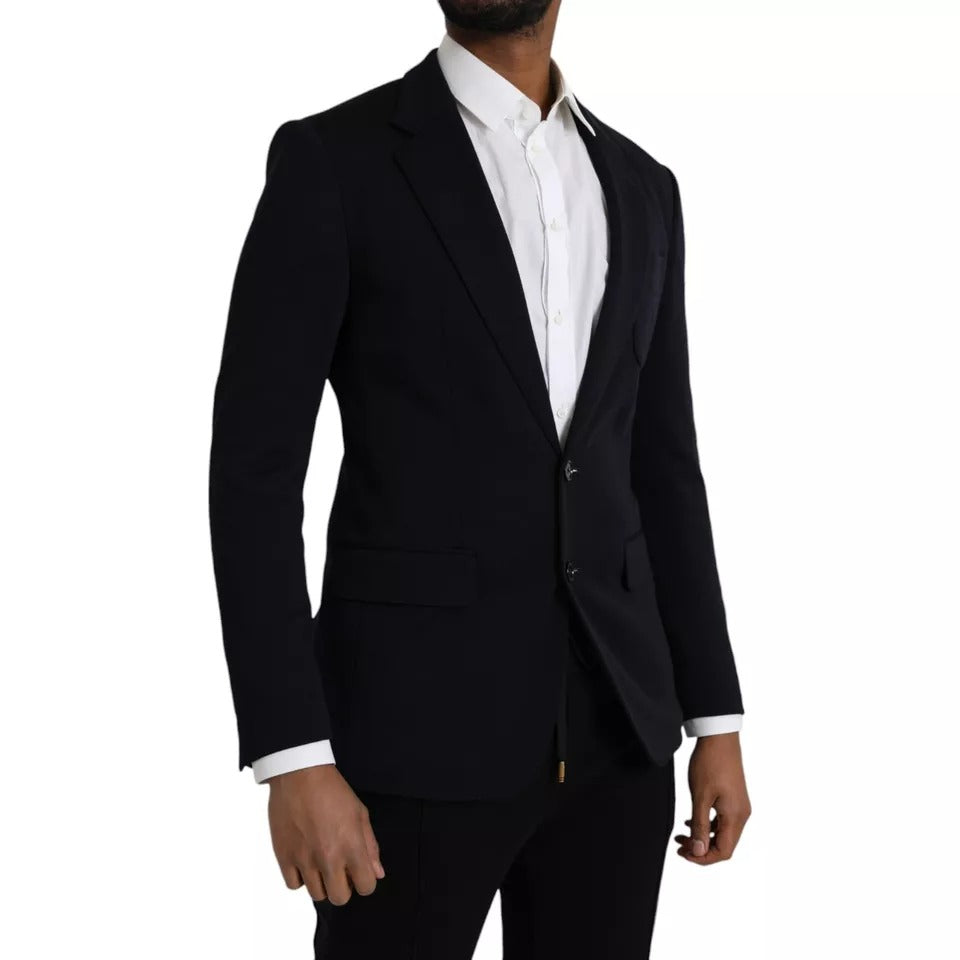 Dolce & Gabbana Blue Wool Notch Single Breasted Coat Men's Blazer