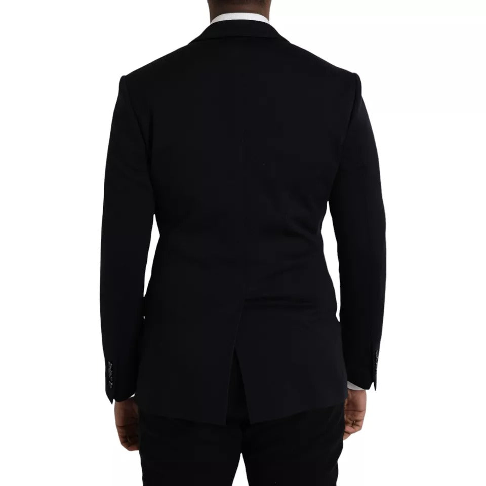 Dolce & Gabbana Blue Wool Notch Single Breasted Coat Men's Blazer