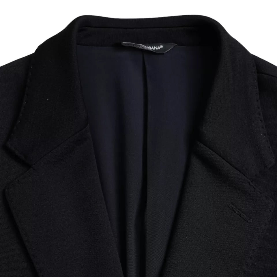 Dolce & Gabbana Blue Wool Notch Single Breasted Coat Men's Blazer