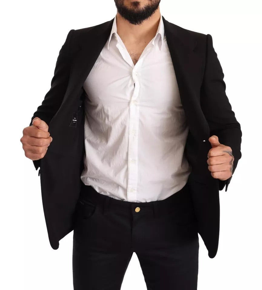 Dolce & Gabbana Black Wool Slim Fit Coat Jacket Men's Blazer