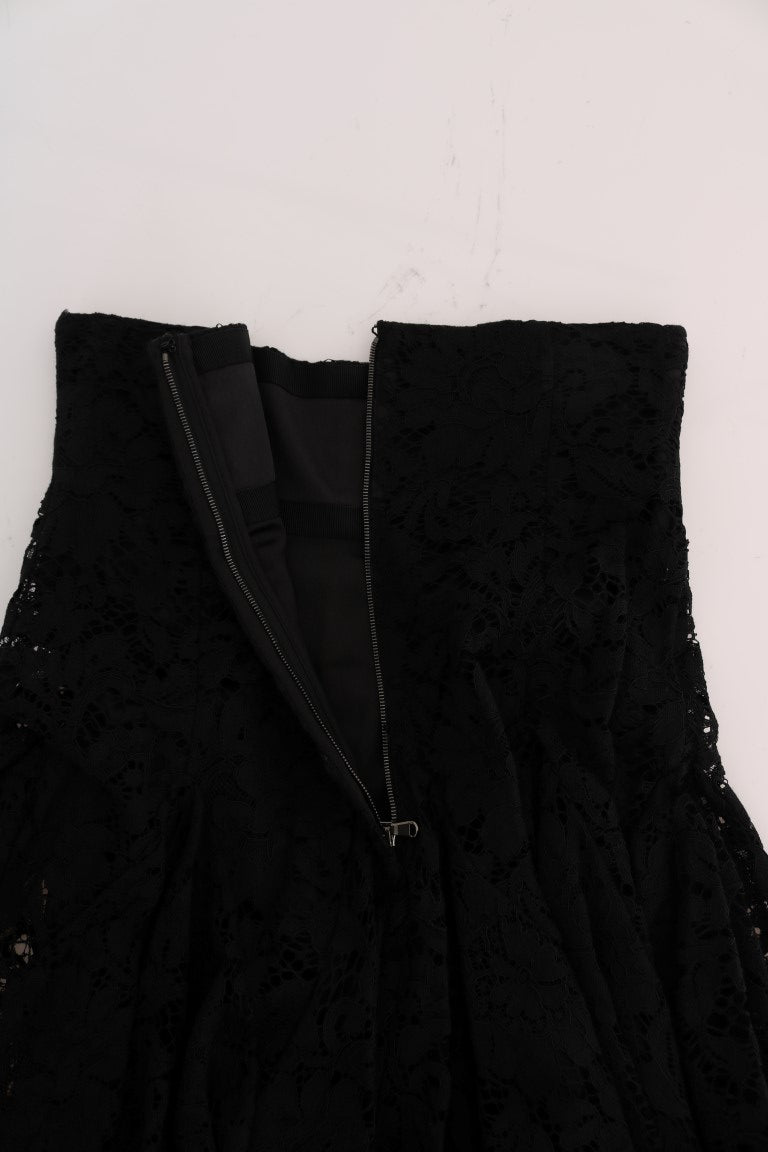 Dolce & Gabbana Black Floral Cutout Lace A-Line Women's Skirt