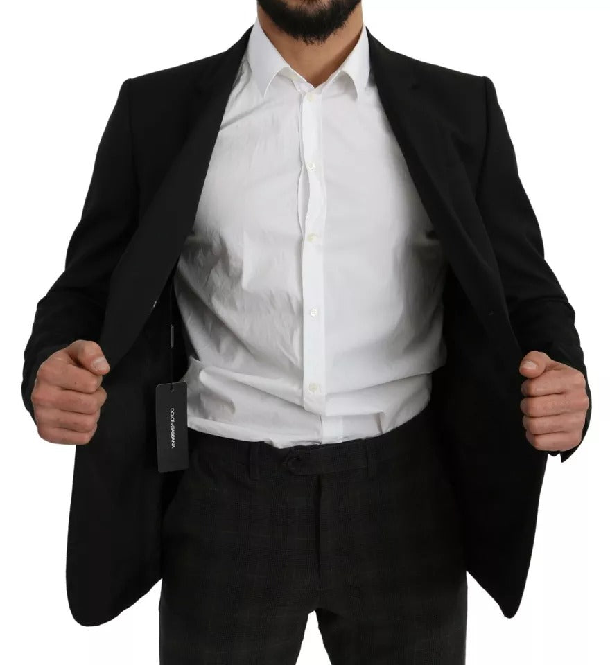 Dolce & Gabbana Black Wool Slim Fit Notch Jacket Men's Blazer