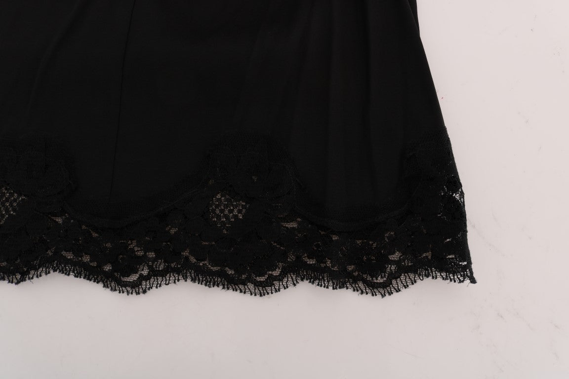 Dolce & Gabbana Black Floral Cutout Lace A-Line Women's Skirt