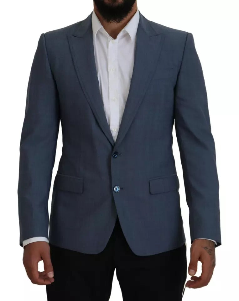 Dolce & Gabbana Blue Wool Stretch Slim Fit Jacket Men's Blazer
