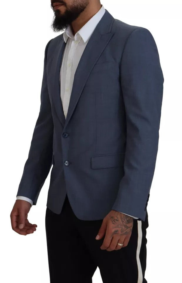 Dolce & Gabbana Blue Wool Stretch Slim Fit Jacket Men's Blazer