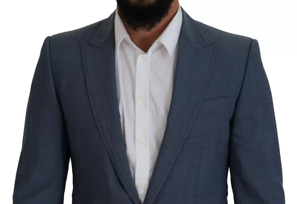 Dolce & Gabbana Blue Wool Stretch Slim Fit Jacket Men's Blazer