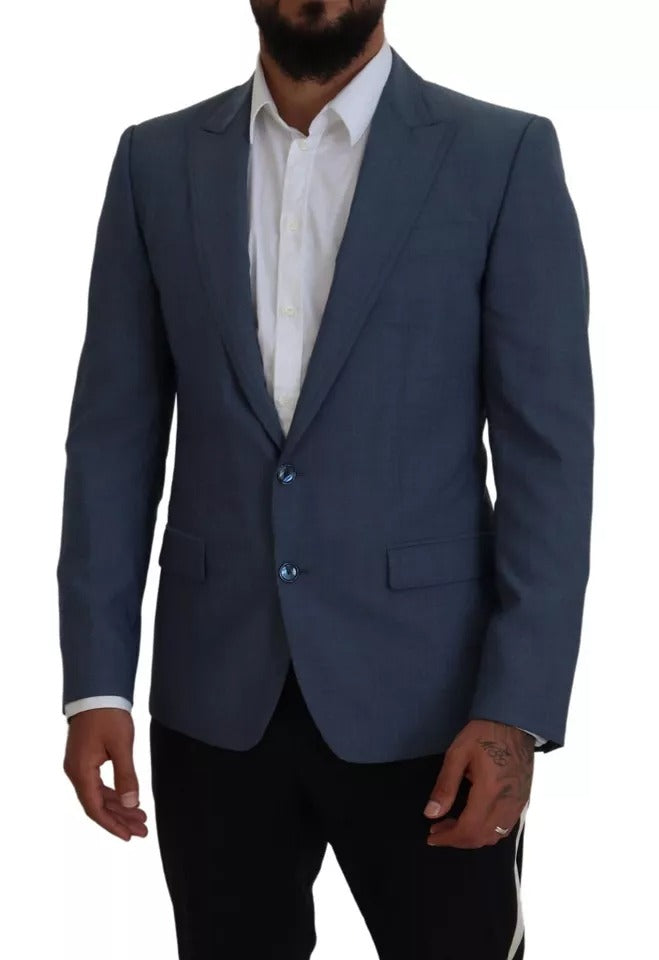 Dolce & Gabbana Blue Wool Stretch Slim Fit Jacket Men's Blazer