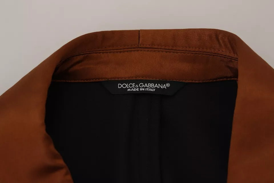 Dolce & Gabbana Bronze Monkey Print Silk Slim Jacket Men's Blazer