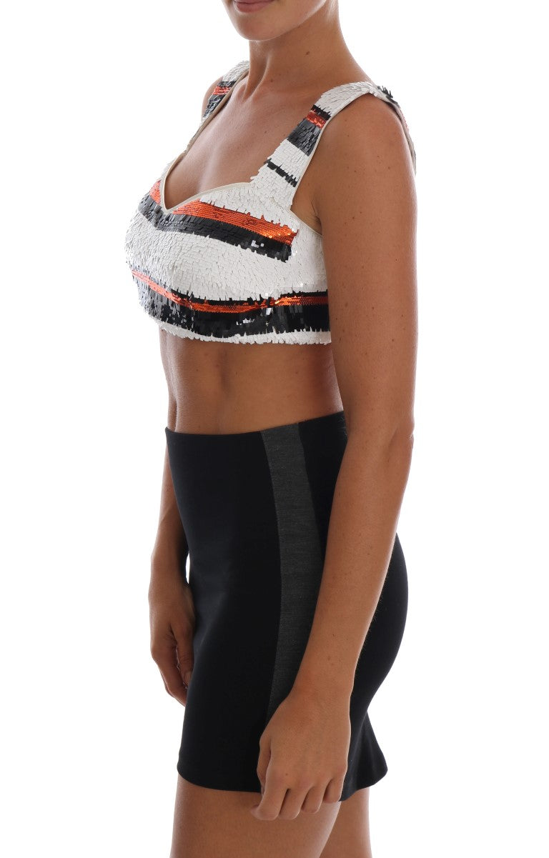Dolce & Gabbana Multicolor Sequined Stretch Bustier Women's Top