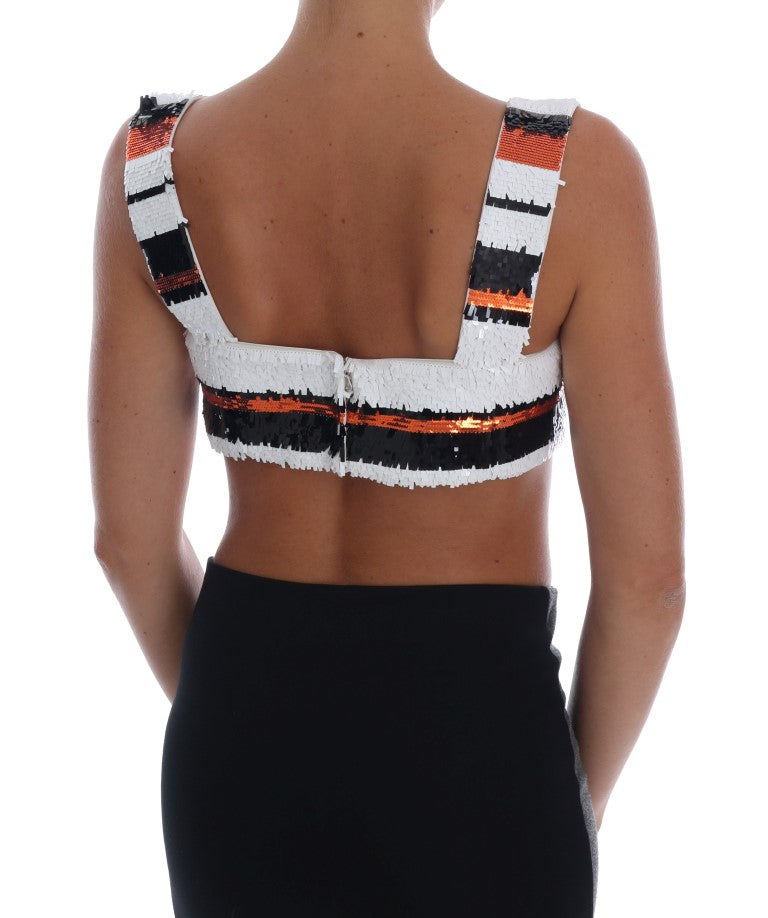 Dolce & Gabbana Multicolor Sequined Stretch Bustier Women's Top