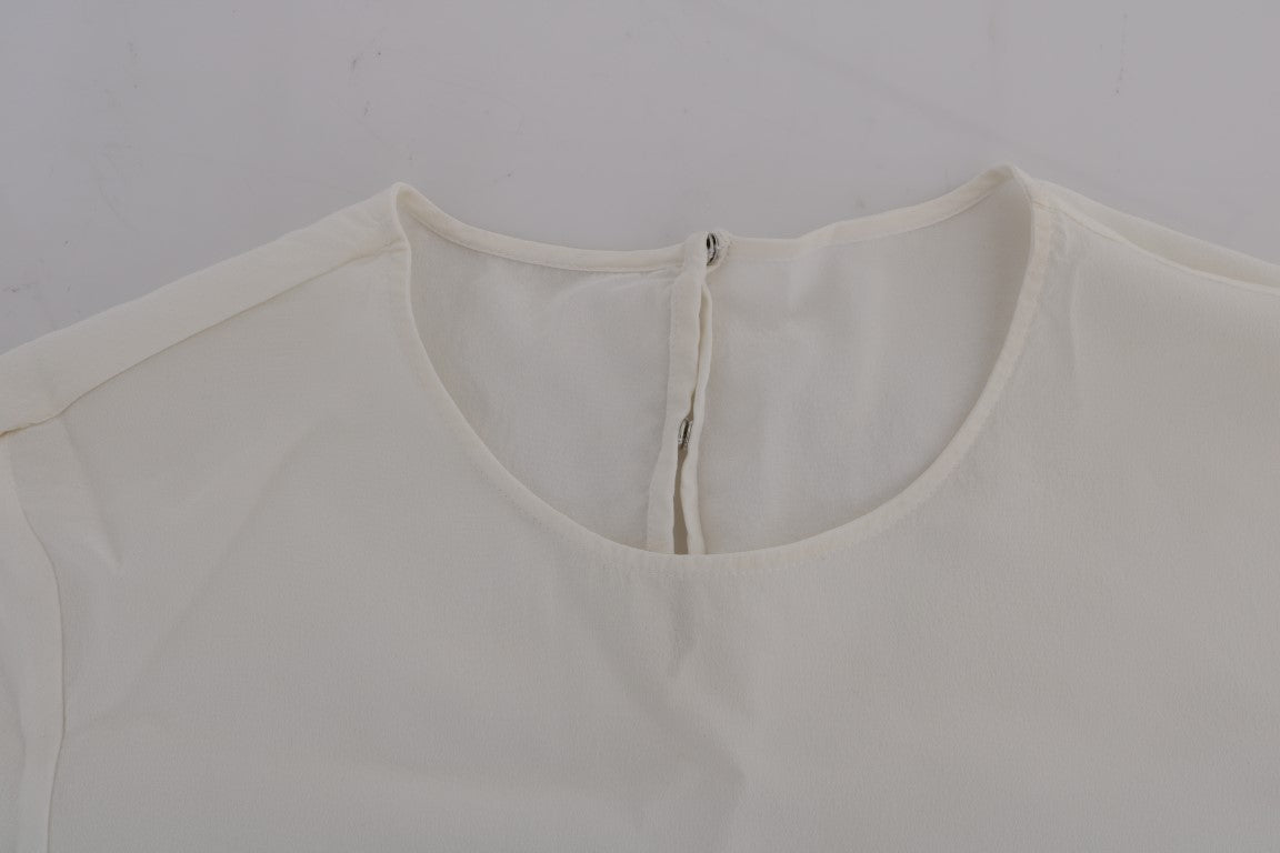 Dolce & Gabbana White Silk ITALIA IS LOVE Blouse Women's T-shirt