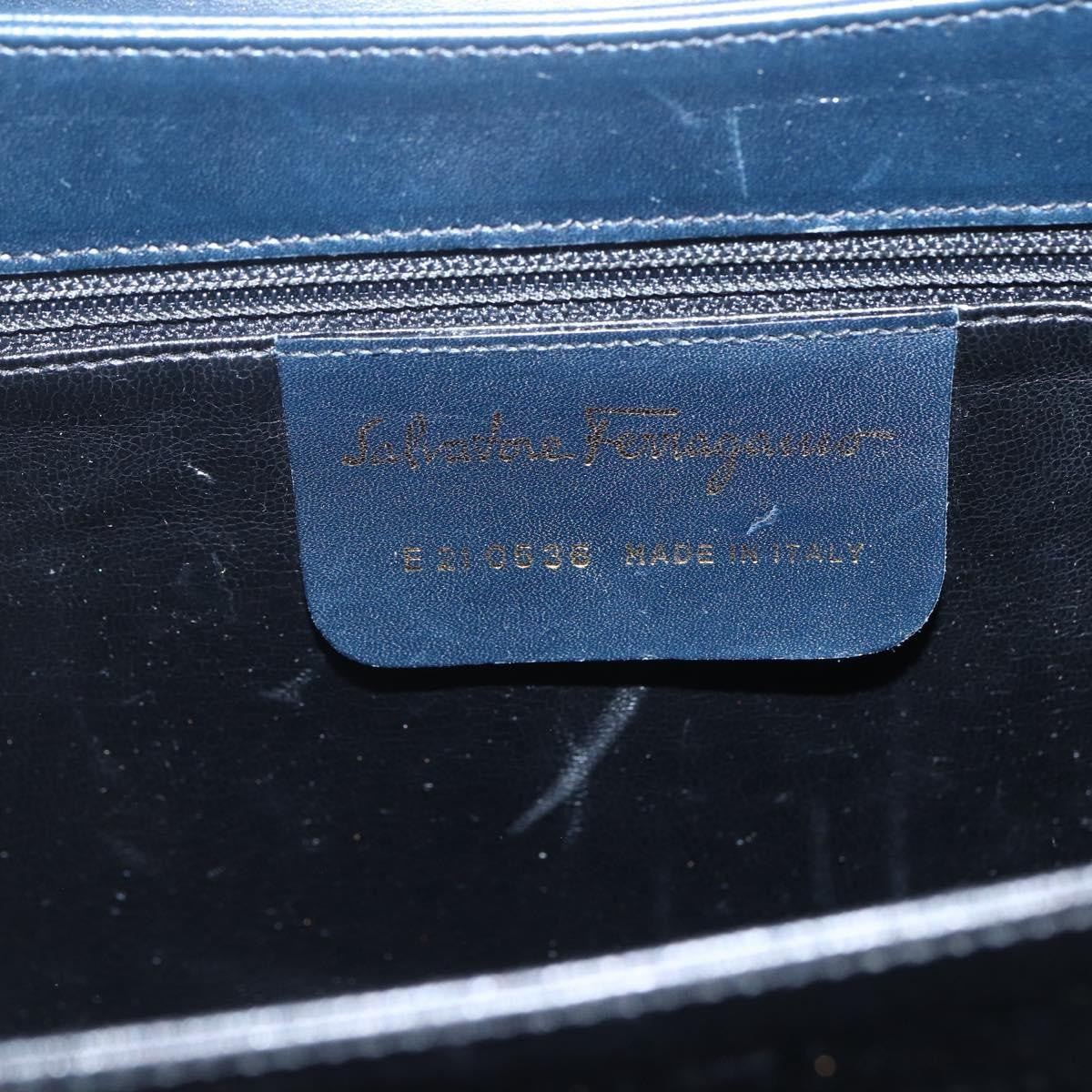 Salvatore Ferragamo Gancini Convertible Top Handle Leather Navy Leather Handbag (Pre-Owned)