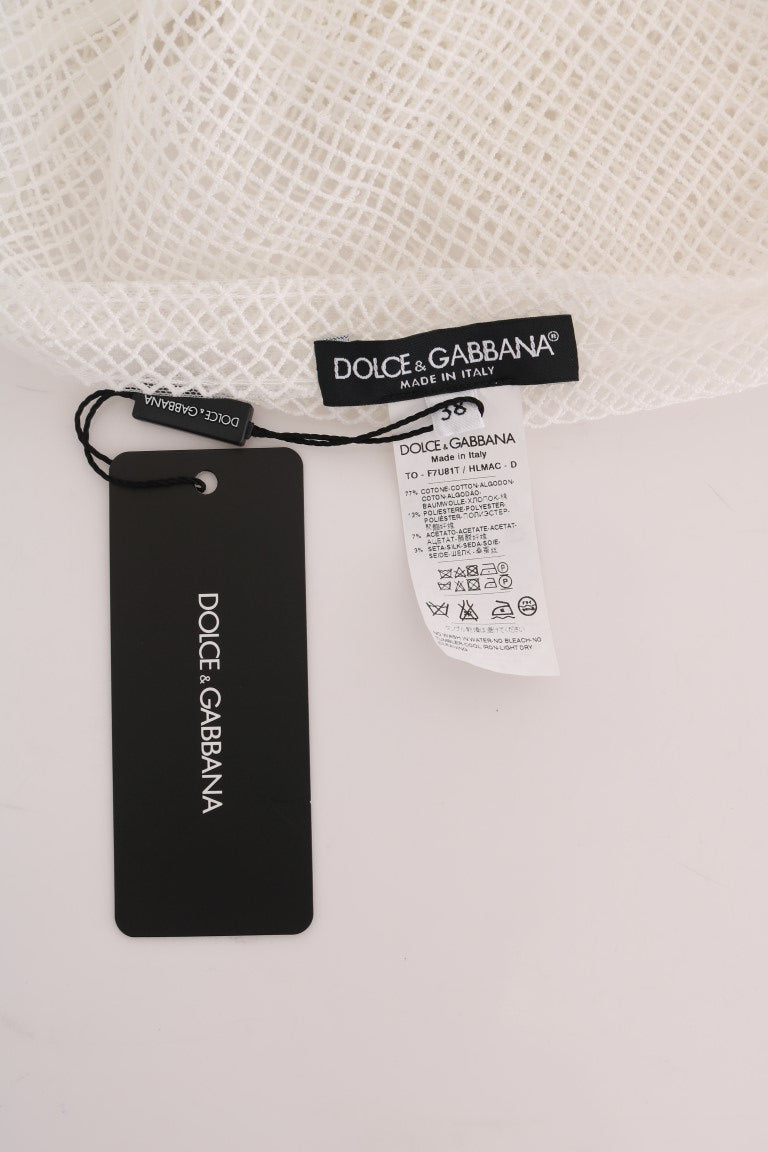 Dolce & Gabbana White Net Tank Transparent Women's Top