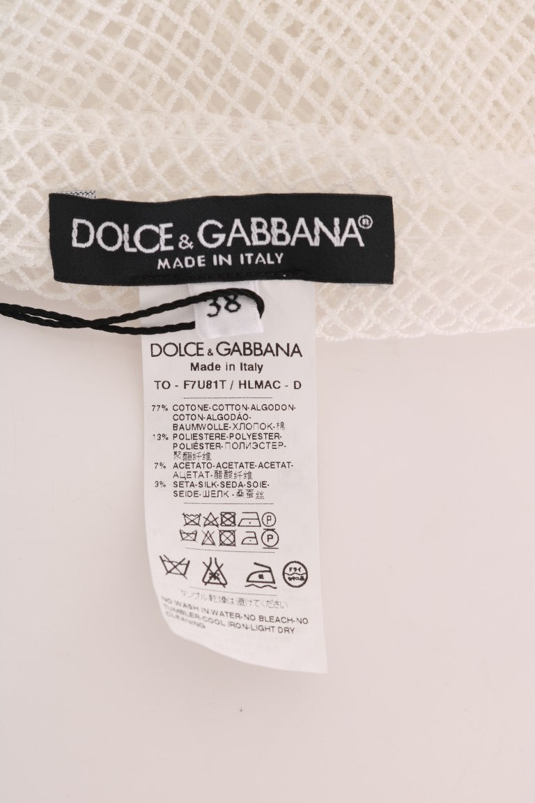 Dolce & Gabbana White Net Tank Transparent Women's Top