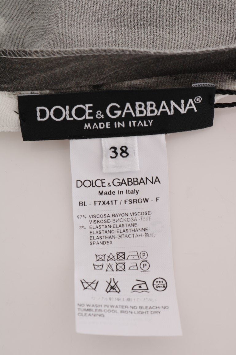 Dolce & Gabbana White Black Striped Printed Blouse Women's Top