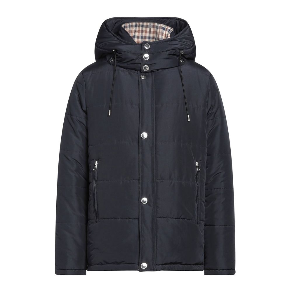 Aquascutum Elegant Blue Aquascutum Jacket with Removable Men's Hood