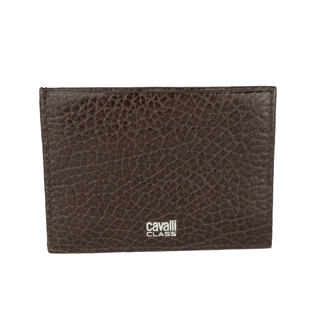 Cavalli Class Brown Calfskin Men Card Men's Holder