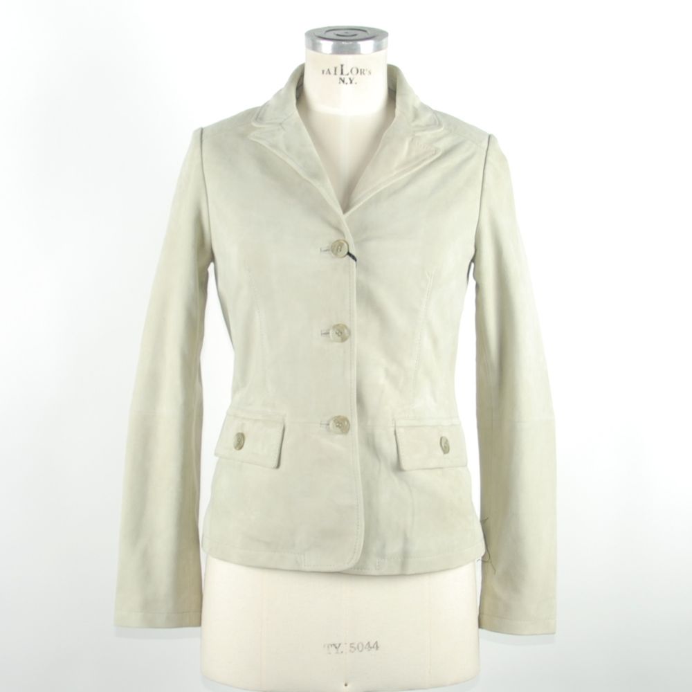 Emilio Romanelli White Leather Women Women's Jacket