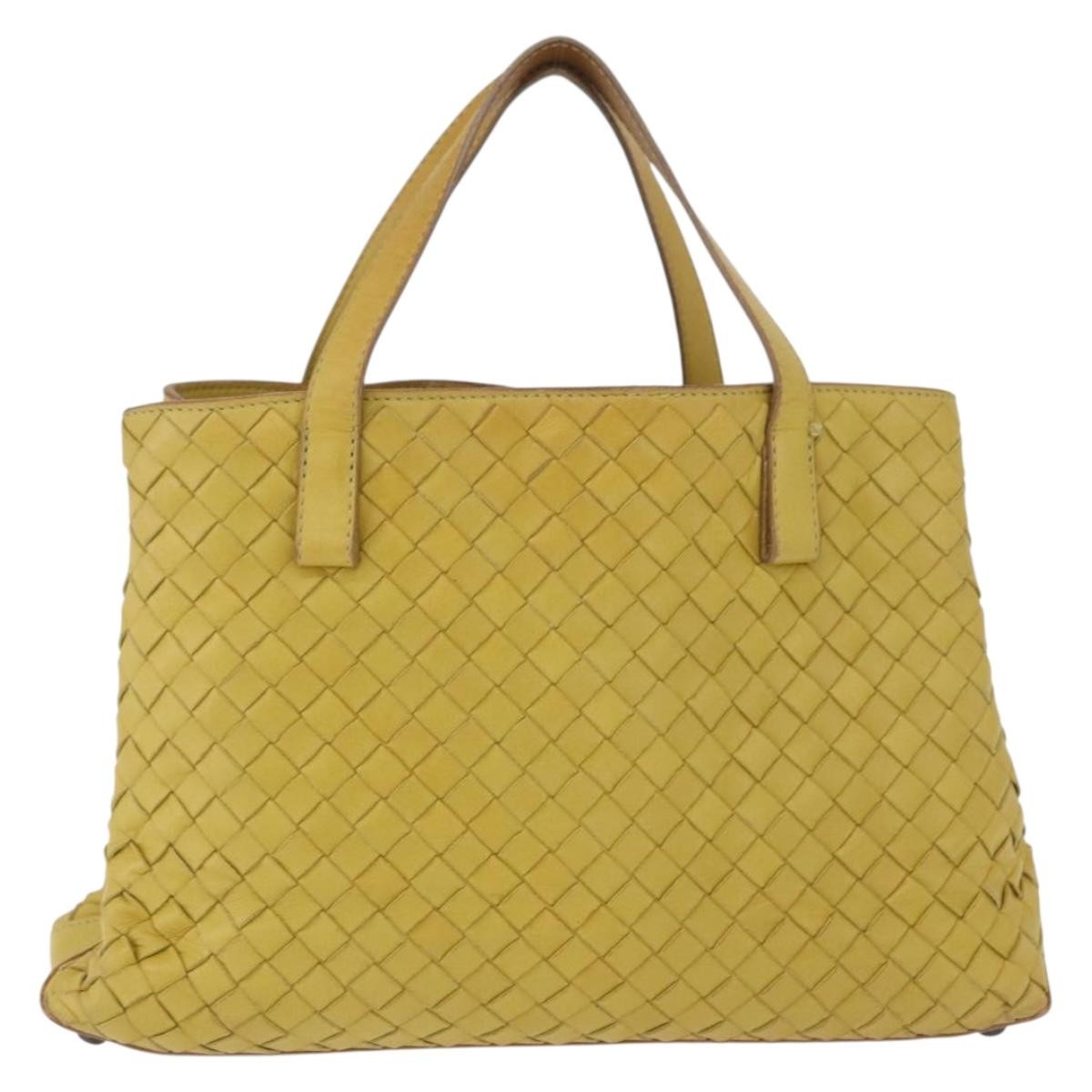 Bottega Veneta Belted Intrecciato Nappa Yellow Leather Tote Bag Bag (Pre-Owned)
